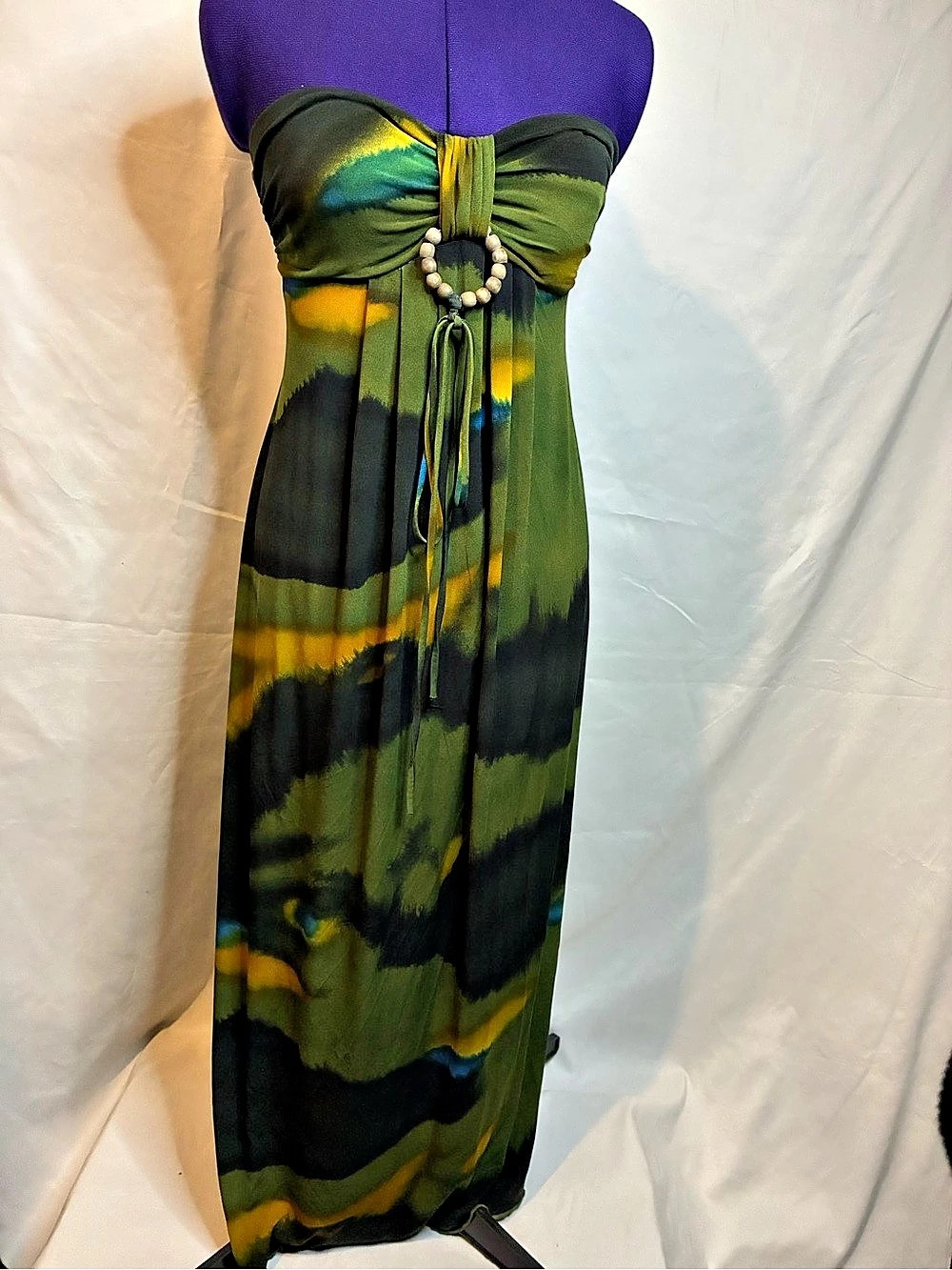 Mercer & Madison Abstract Maxi Dress in Green & Black Size 10 Like New